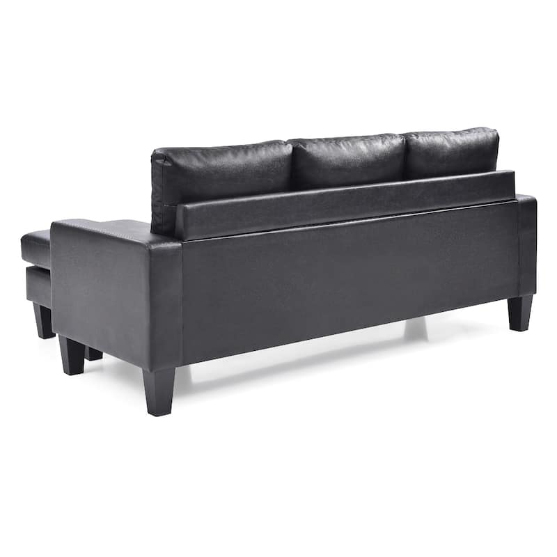 Faux Leather L Shaped Sectional Sofa - 76" - Black