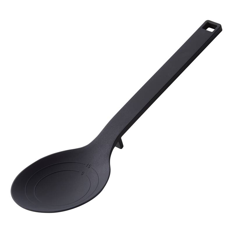 Yamazaki Home Floating Cooking Spoon, Silicone - L 1.18 x W 2.76 x H 10.24 inches - Black - L 1.18 x W 2.76 x H  10.24 inches