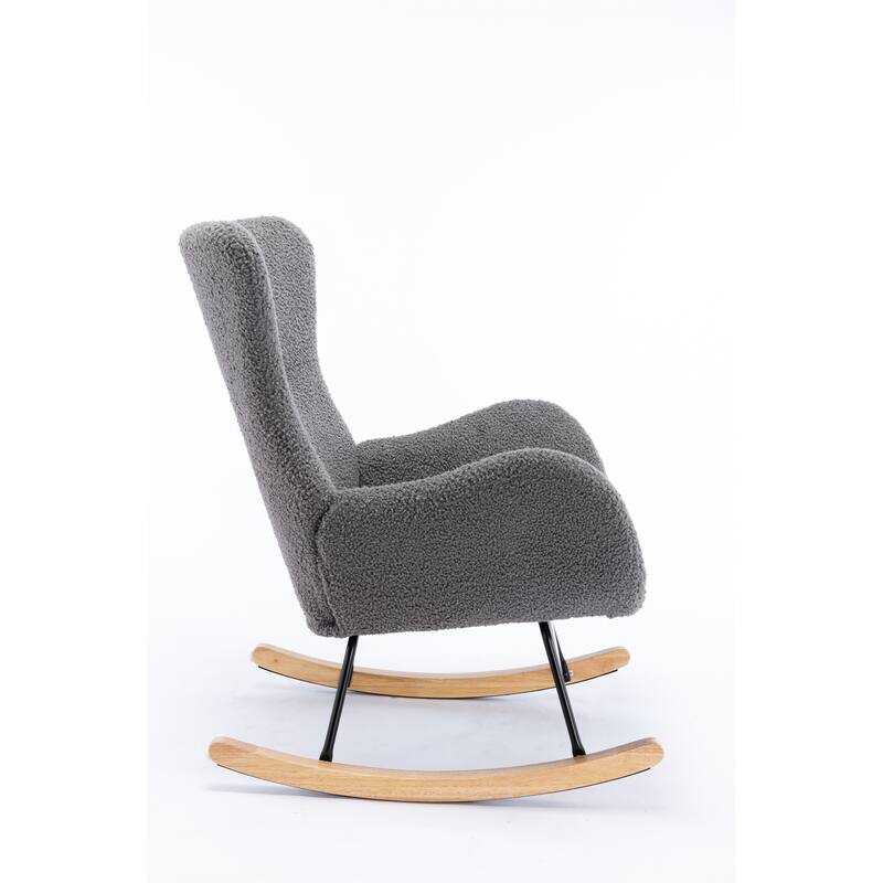 Velvet Fabric Padded Seat Rocking Chair