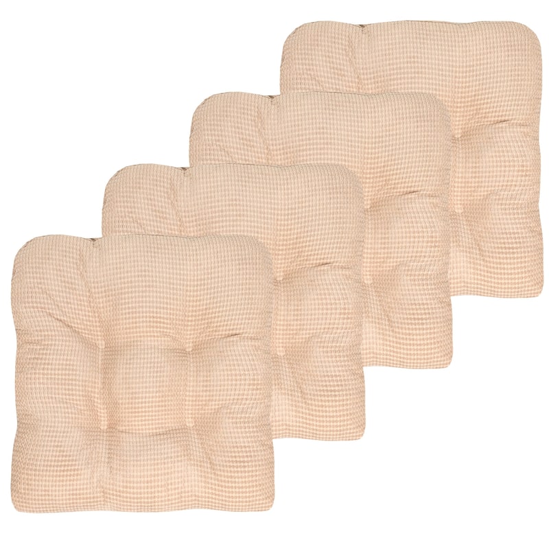 Sweet Home Collection Fluffy Memory Foam Tufted Chair Cushion Non Slip Microdot Rubber Back