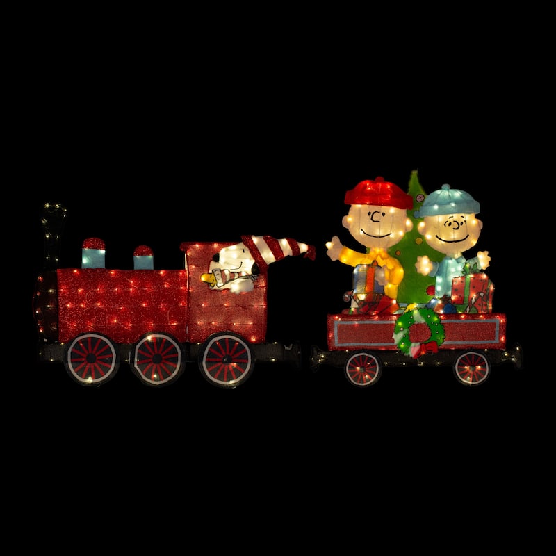 79" Peanuts Pre-lit LED 2D Yard Art 2 piece Train Set