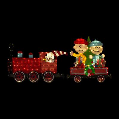 79" Peanuts Pre-lit LED 2D Yard Art 2 piece Train Set