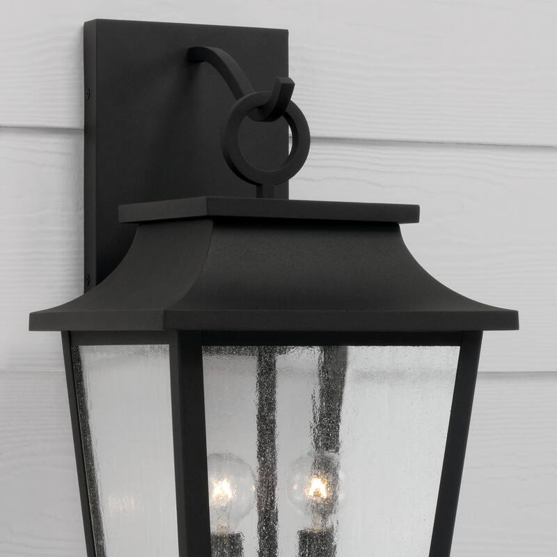 13"W x 24"H 4-Light Outdoor Tapered Wall Lantern in Oiled Bronze with Ripple Glass