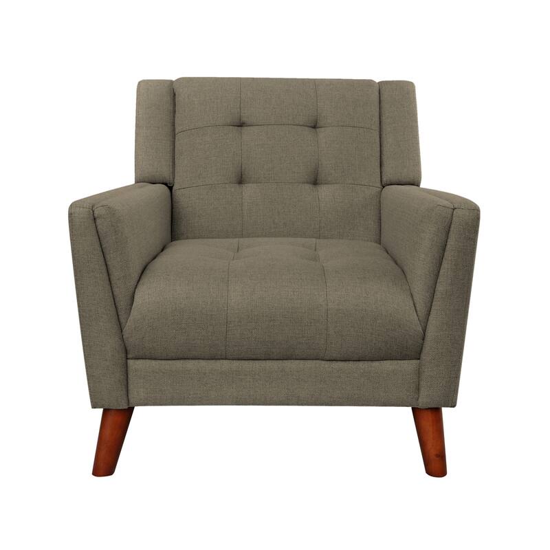 Mocha Modern 30.5" Upholstered Button Tufted Arm Chair with Sturdy Rubber Wood Legs