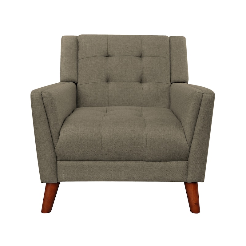Roomfitters Tufted Wingback Accent Chair with Tapered Wood Legs, Upholstered Lounge Armchair for Living Room