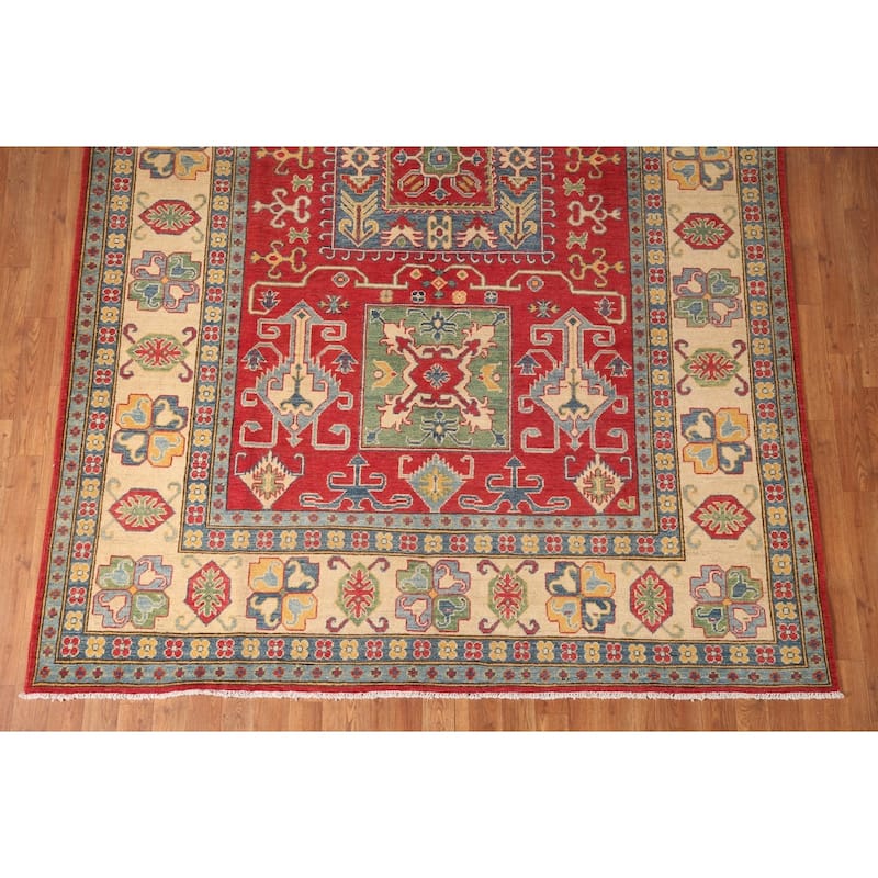 Geometric Kazak Oriental Area Rug Handmade Bedroom Wool Carpet - 6'7" x 10'0"