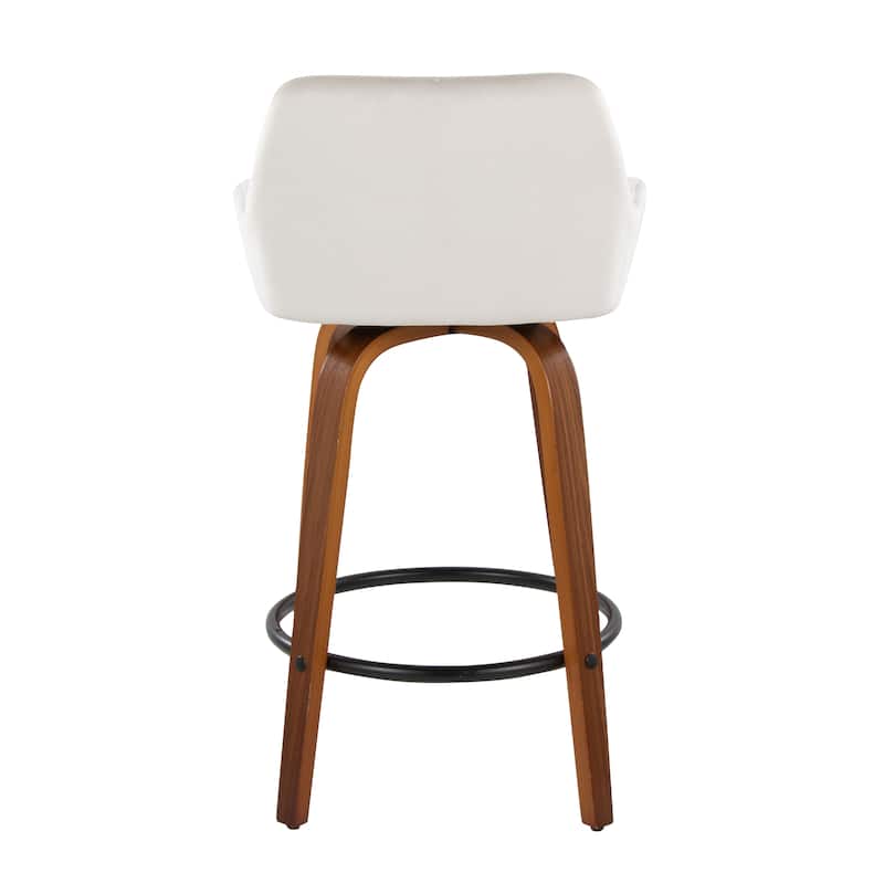 Porch & Den Galotti 26" Fixed-Height Counter Stool with Bent Wood Legs & Round Footrest (Set of 2)