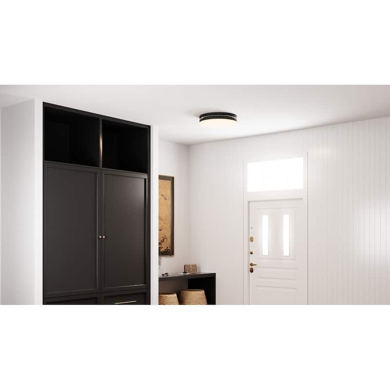 Carey Integrated LED Matte Black Flush Mount with CCT Switch