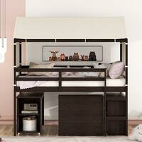Twin Size Loft Bed with Rolling Cabinet - Bed Bath & Beyond - 39187978