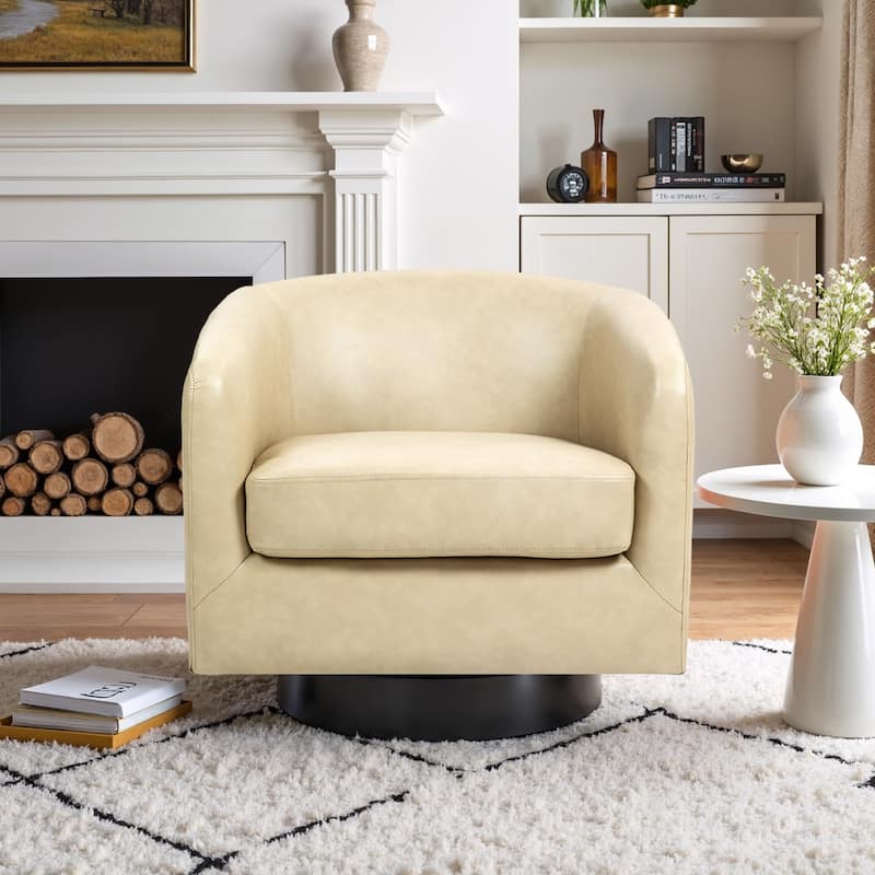 Round Barrel Armchair 360-Degree Swivel Accent Chairs