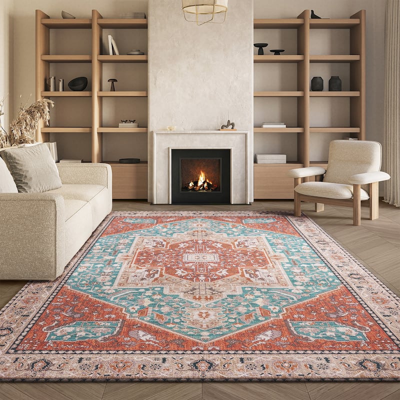 SAFAVIEH Tucson Machine Washable Slip Resistant Dessa Traditional Rug