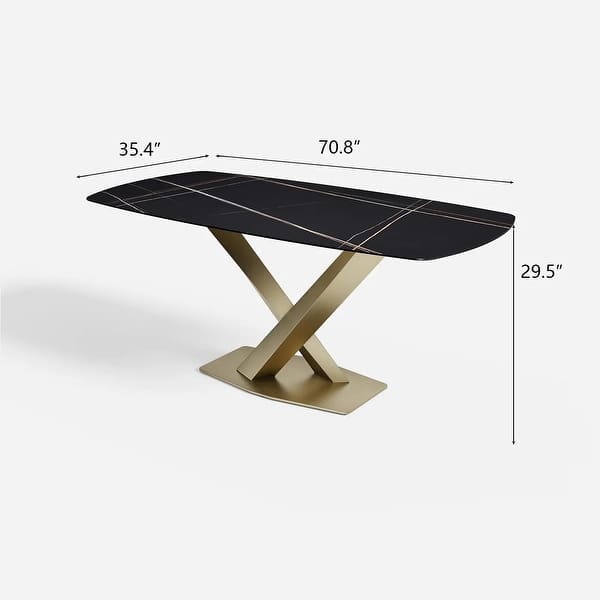 Modern Black Marble Dining Table Rectangular Table - Bed Bath & Beyond ...