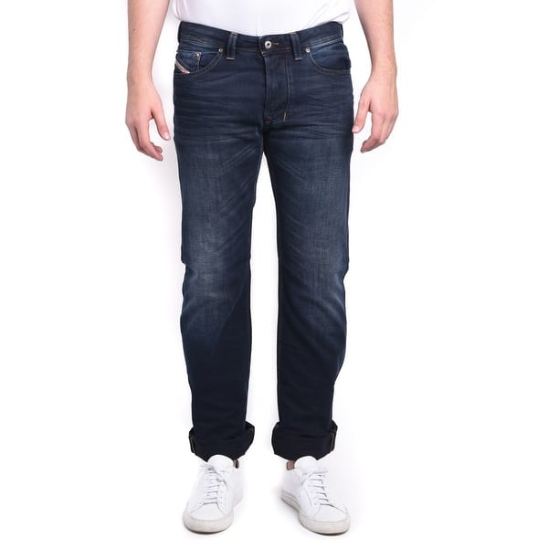 Shop Diesel Larkee Regular Straight 3d Evo Dark Blue Denim Jeans