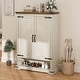 preview thumbnail 1 of 3, Moasis Farmhouse 6-Tier Shoe Cabinet with Doors Shoe Rack Storage with Adjustable Shelves for Entryway Antique White