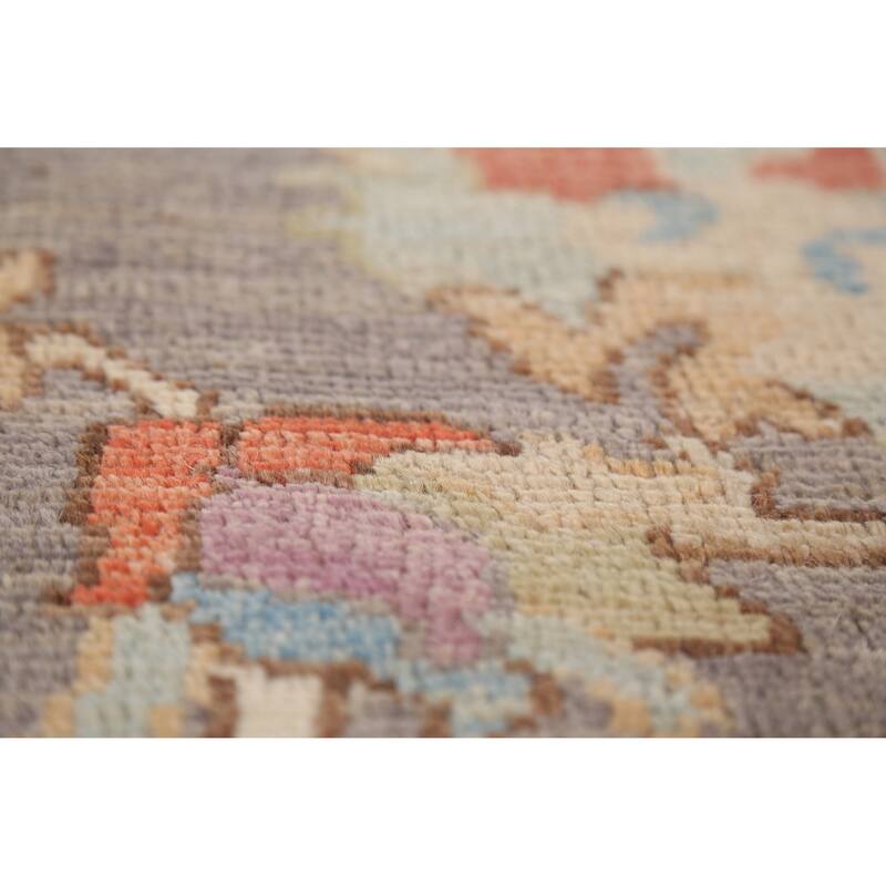 Vegetable Dye Oushak Turkish Large Area Rug Handmade Grey Wool Carpet - 10'2"x 13'9"
