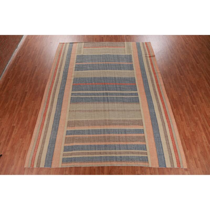 Hand Woven Oriental 100% Jute Carpet Southwestern Modern Multi-Colored Kilim Area Rug - 13' 2'' X 10' 3''