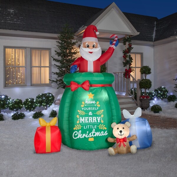 Giant Animated Airblown Inflatable Santa in a Gift Bag