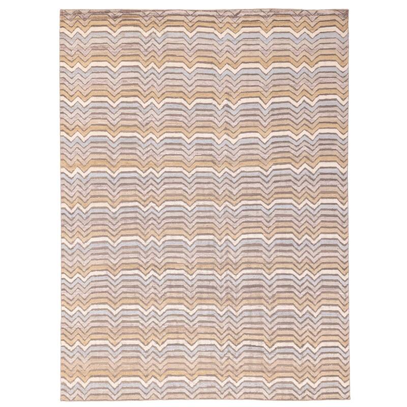 ECARPETGALLERY Hand-knotted Tangier Taupe Silk, Wool Rug - 9'2 x 11'10