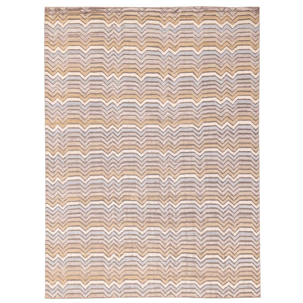 ECARPETGALLERY Hand-knotted Tangier Taupe Silk, Wool Rug - 9'2 x 11'10