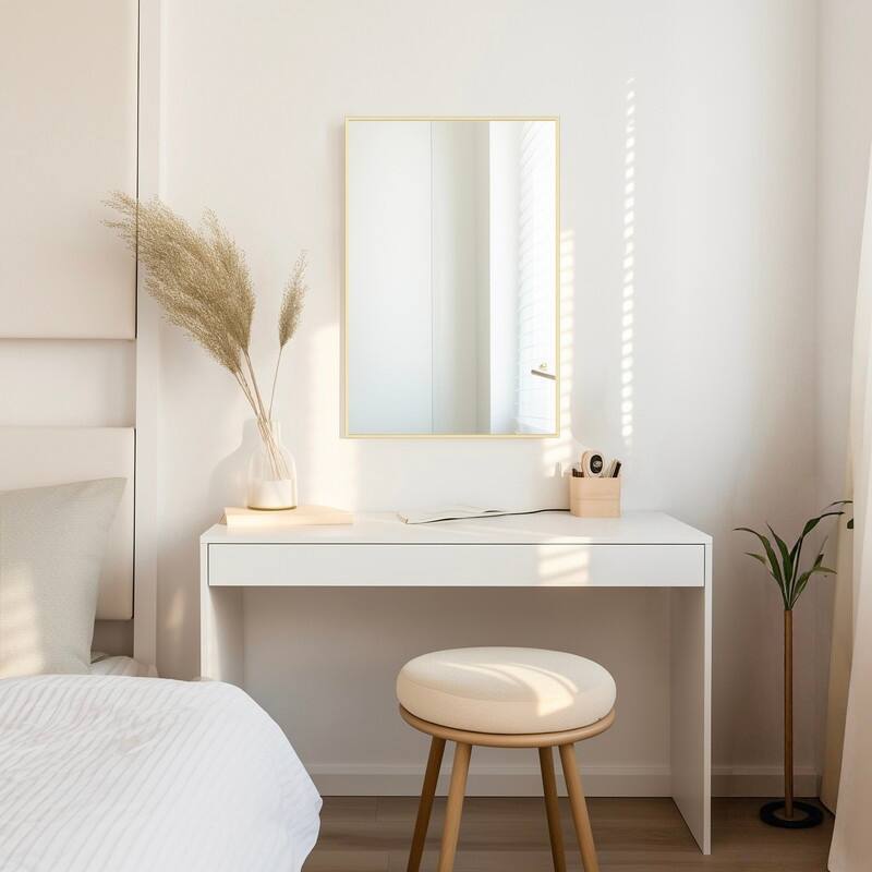 Gold Rectangular Durable Aluminum Frame Mirror
