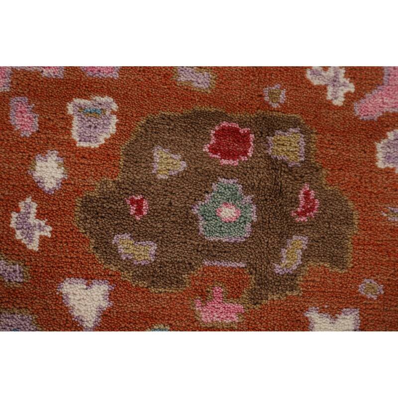 All-Over Pink Oushak Oriental Area Rug Handmade Wool Carpet - 8'10"x 11'10"