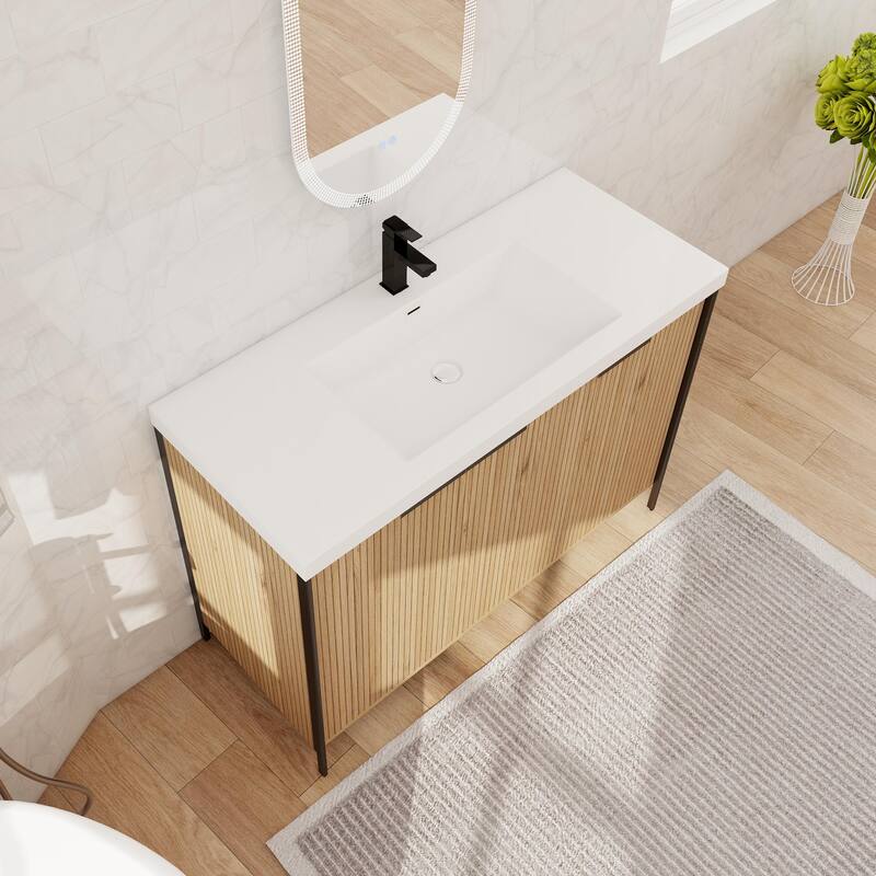 Beingnext 24"/30"/36"/48"/60" Bathroom Vanity with Sink, Freestanding Bathroom Vanity with Soft Close Door and Shelf