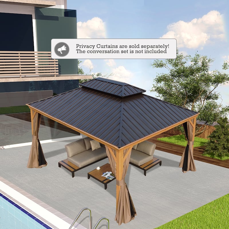 Kozyard Apollo Wood-look Aluminum Hardtop Gazebo