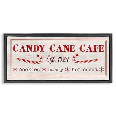 Stupell Vintage Candy Cane Cafe Framed Floater Canvas Wall Art Design By Dogwood Portfolio