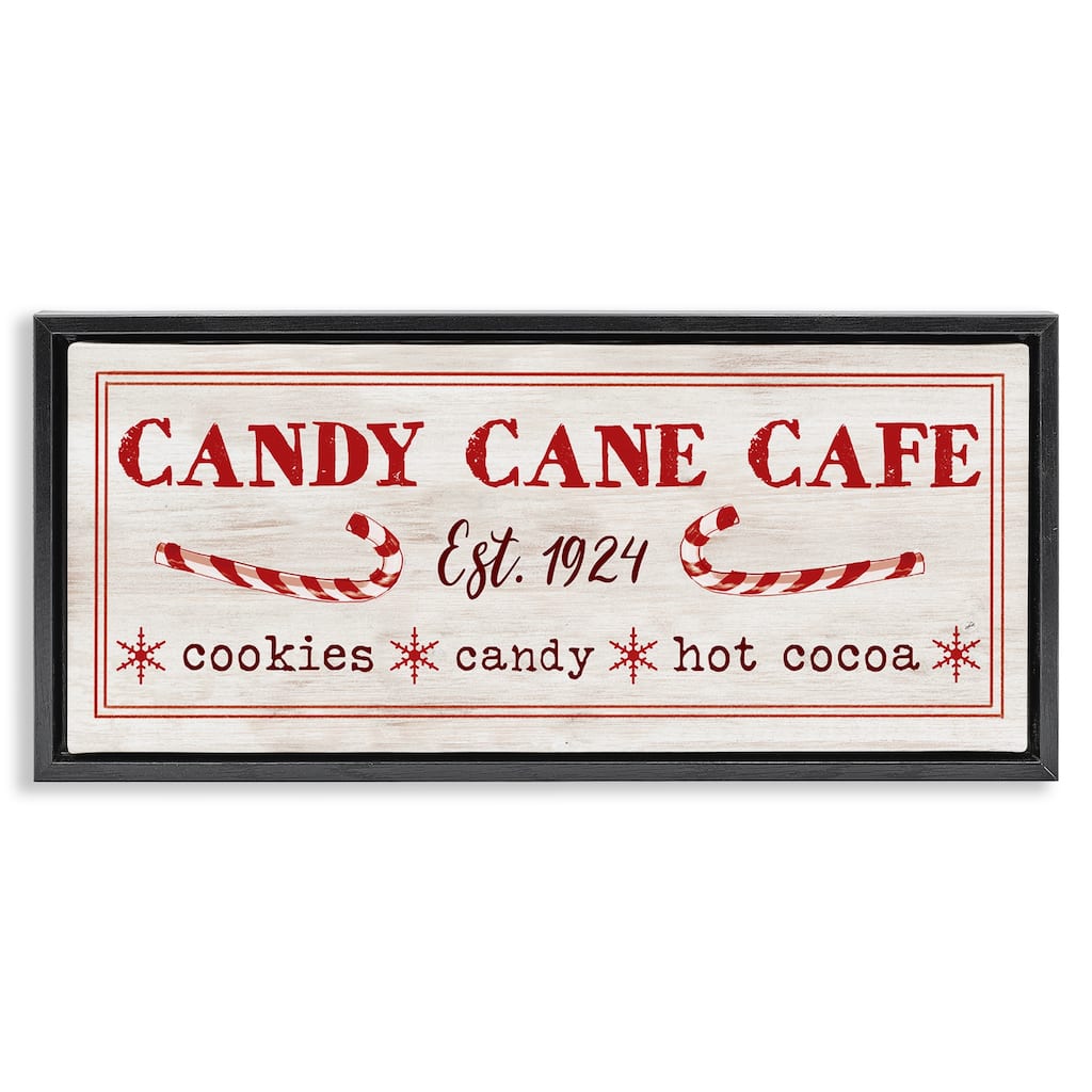 Stupell Vintage Candy Cane Cafe Framed Floater Canvas Wall Art Design By Dogwood Portfolio
