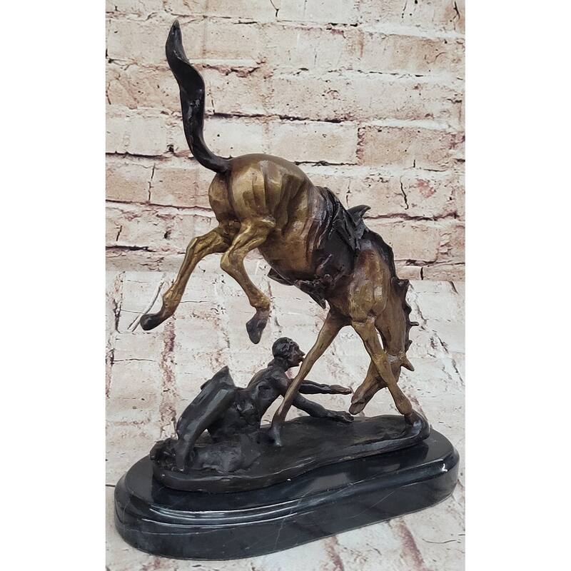 Wicked Pony Frederic Remington Bronze Statue Sculpture Cowboy Thrown From Horse 11 Inches X 11 Inches