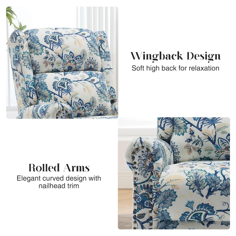 HOMYKA Floral Manual Recliner Swivel Rocking Chair Glider Set of 2