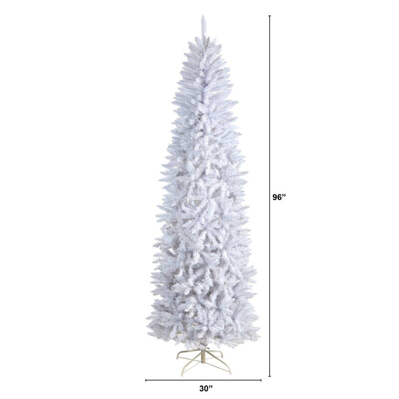 8ft. Slim White Artificial Christmas Tree with 1348 Branches - Elegant Seasonal Holiday X-Mas Glow