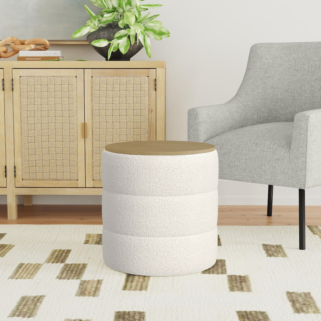 HomePop Channeled Storage Ottoman with Tray Top
