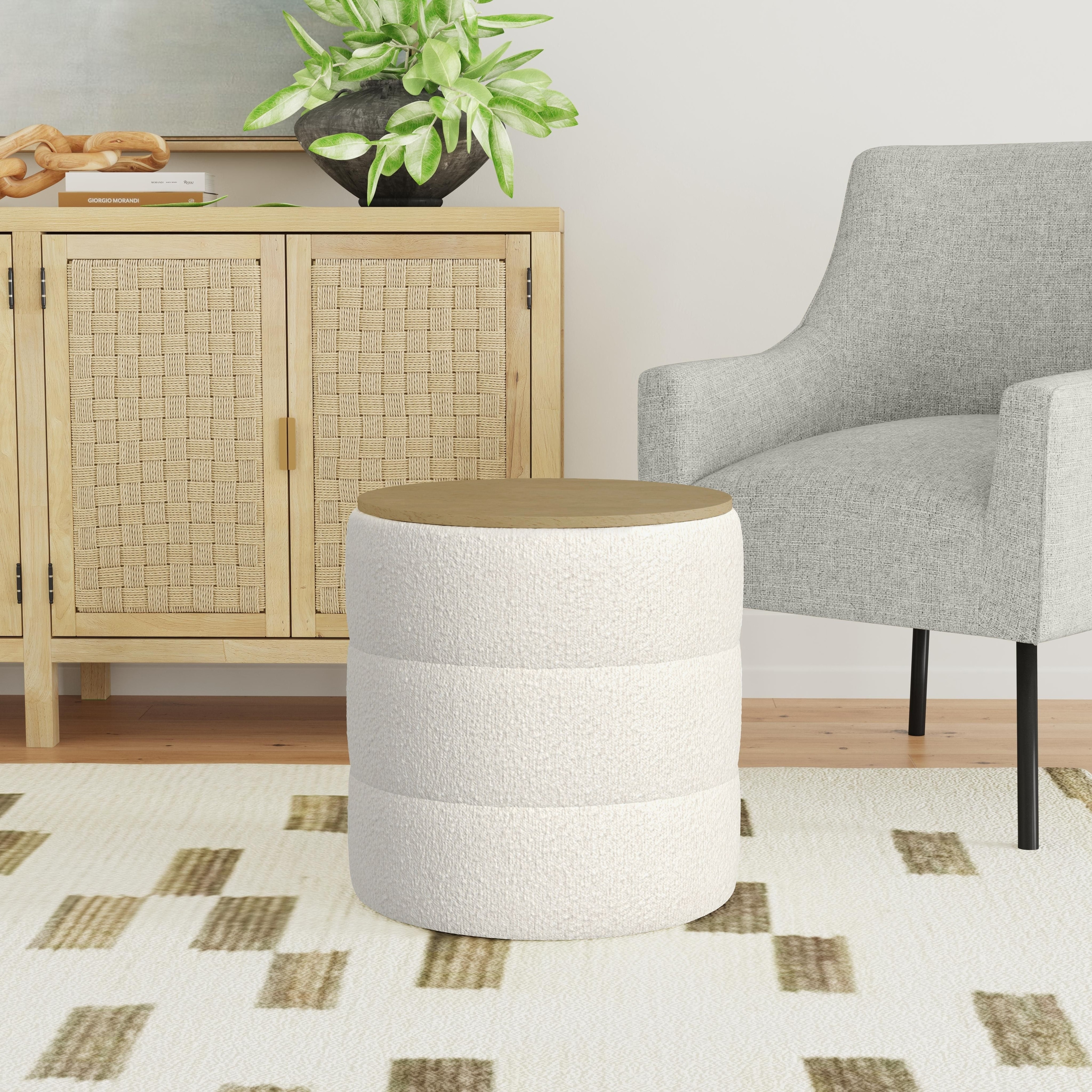 HomePop Channeled Storage Ottoman with Tray Top