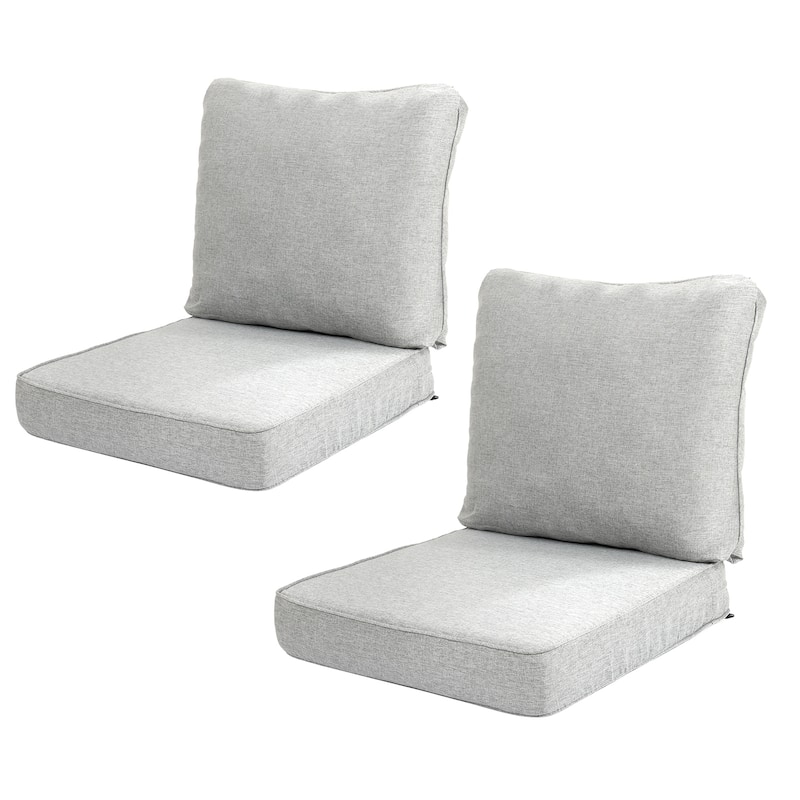 Aoodor Outdoor Seat/Back Cushion Set of 2 - 24"W x 26"D - Light Gray