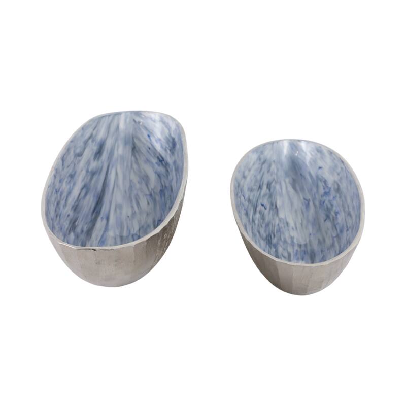 Oval Metal Bowls Sculptural Design -Set of 2 - 20", 23" - 23.0"
