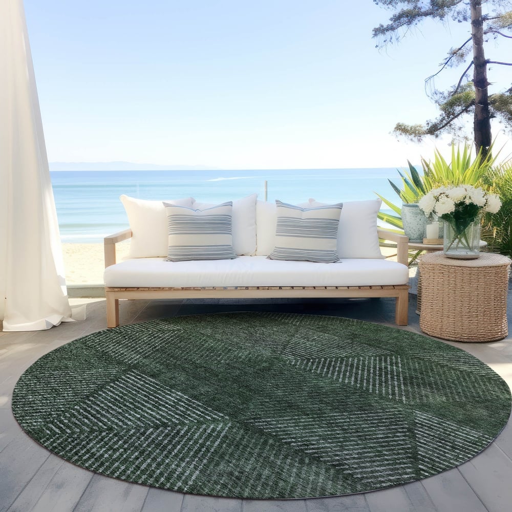 Machine Washable Indoor/ Outdoor Chantille Contemporary Prism Rug