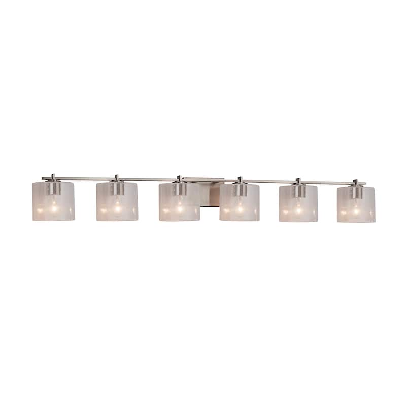 Justice Design Fusion Era 6-light Brushed Nickel Bath Bar, Seeded Oval Shade