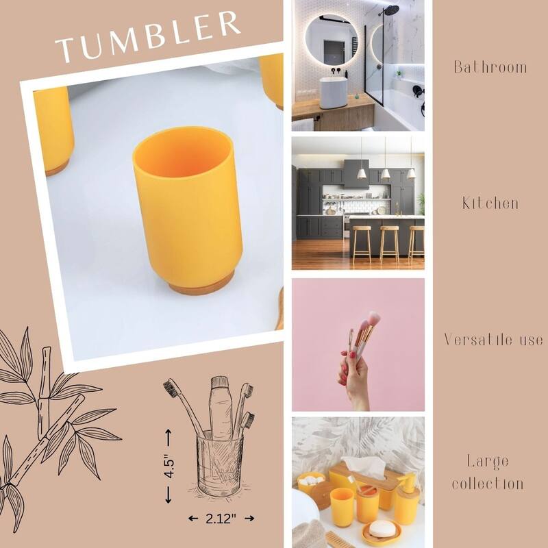 Yellow Padang Bathroom Accessory Set 7-Pieces Bamboo