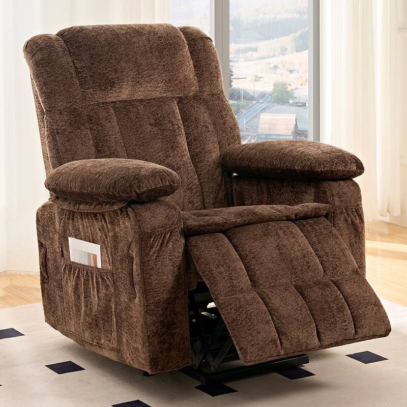 Mixoy Velvet Power Lift Recliner Chair,Dual Motor Heat Massage Electric Recliners Arm Chair with Remote