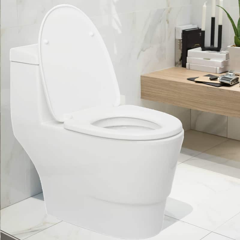 Fine Fixtures Modern Dual Flush Elongated One-Piece Toilet (Seat Included)