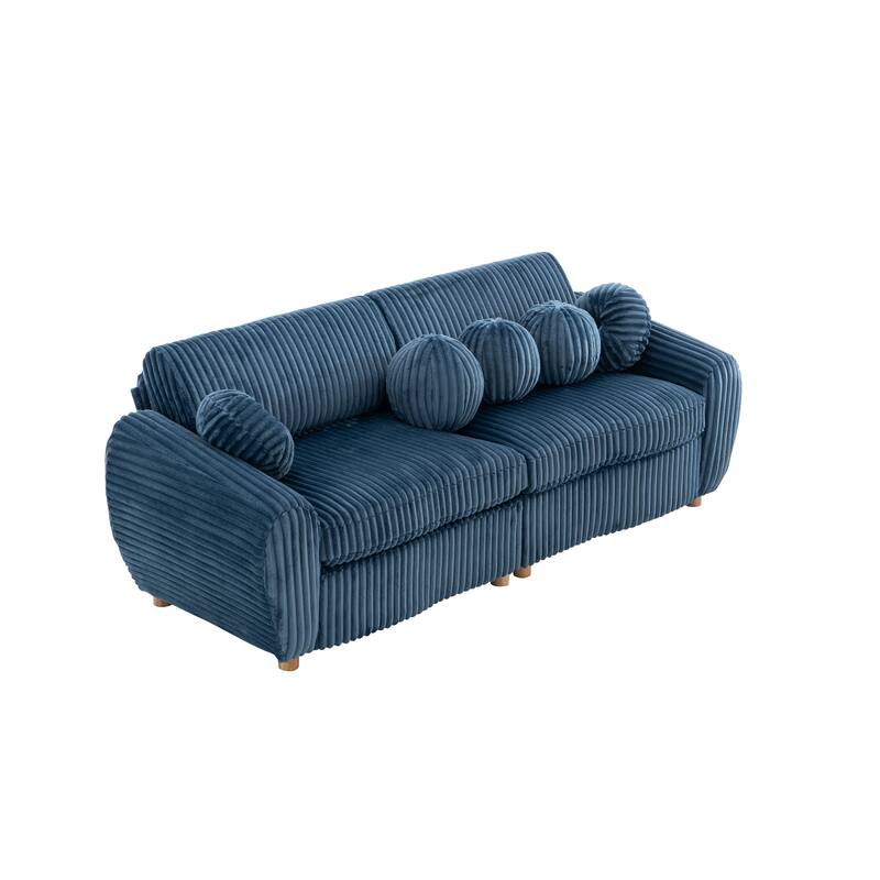 84.4" Corduroy 3-Seater Sofa with Wood Frame & Soft Cushions