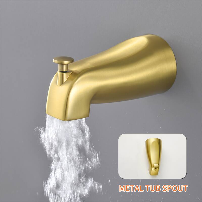 Wall Mount Tub and Shower Faucet with Hand Shower Brass Dual Head Complete Wall Mounted Shower System with Valve