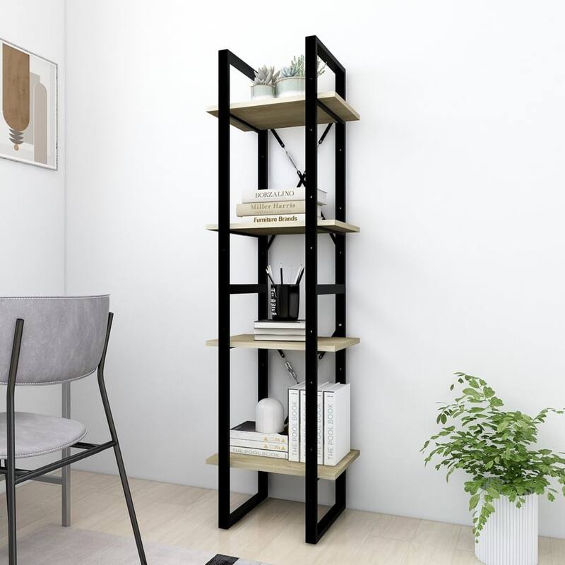 vidaXL 4-Tier Book Cabinet Sonoma Oak 15.7"x11.8"x55.1" Chipboard - 15.7" x 11.8" x 55.1" - 15.7" x 11.8" x 55.1"