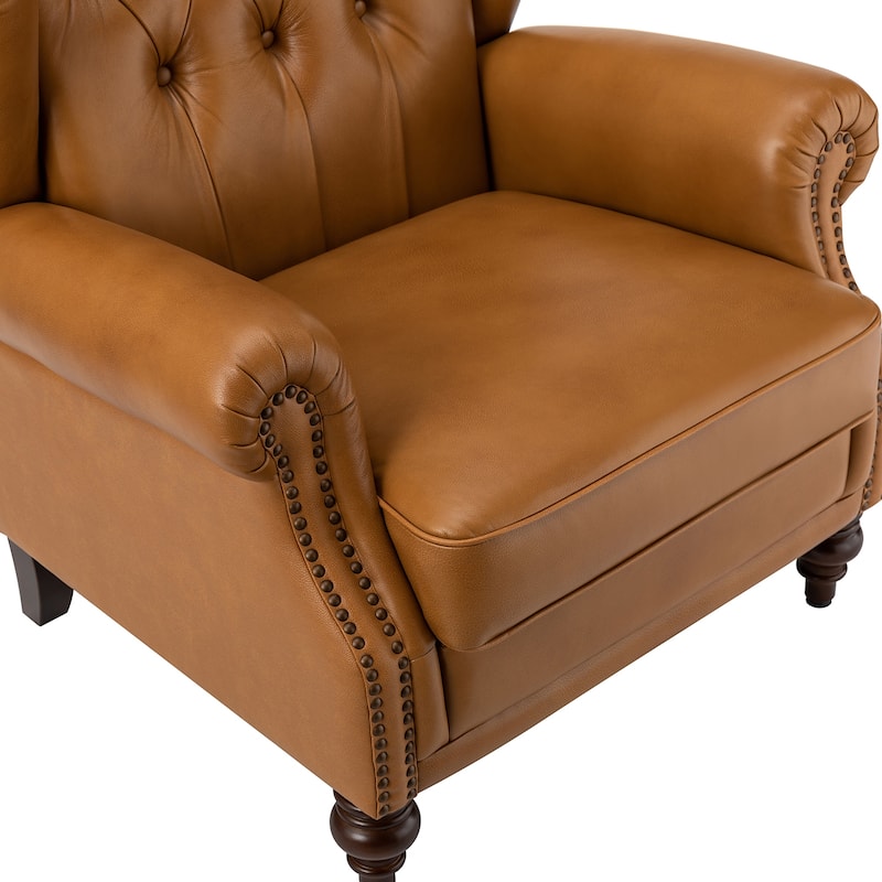 Alex Classic Leather Armchair with Nailhead Trim by HULALA HOME