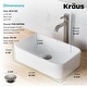 preview thumbnail 17 of 32, Kraus 3-in-1 Set White Rectangle Ceramic Sink, Ramus Faucet w/Drain