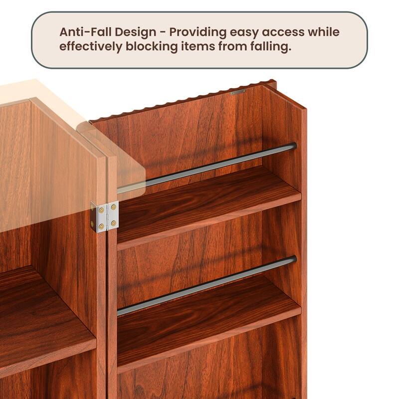 Modern 72"H Fluted Wood Kitchen Pantry Cabinet with 6 Shelves for Versatile Storage Solutions