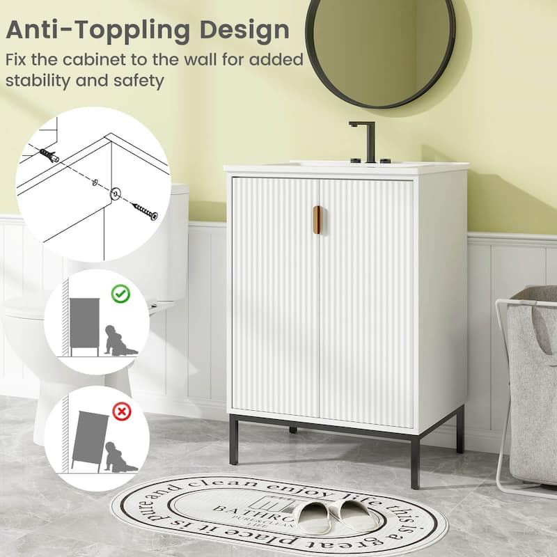 Costway Bathroom Vanity with Sink Combo 24 Inch Freestanding Bathroom - See Details
