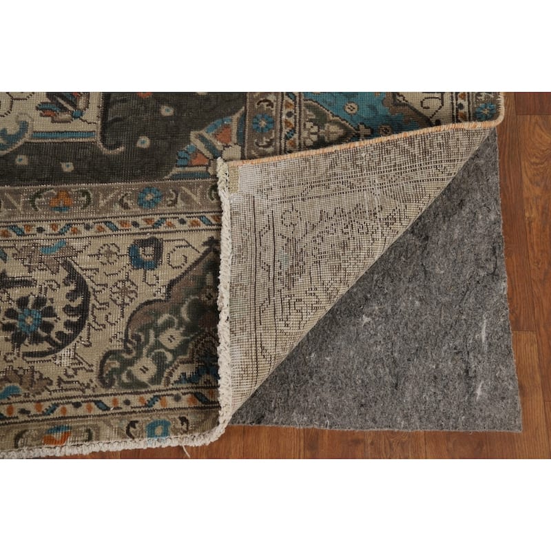 Distressed Tabriz Persian Rug Handmade Floral Wool Carpet - 9'5" x 12'4"