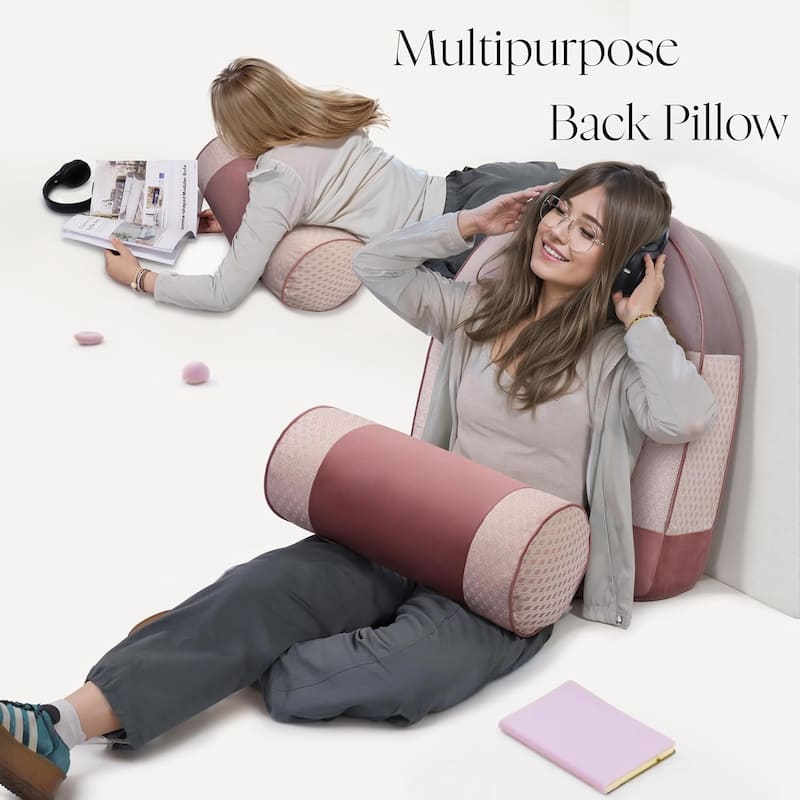 Back Pillow for Sitting , Reading Pillow with Support and Cylinder Cushion, Backrest Pillow for Couch, Home Comfort Cushion